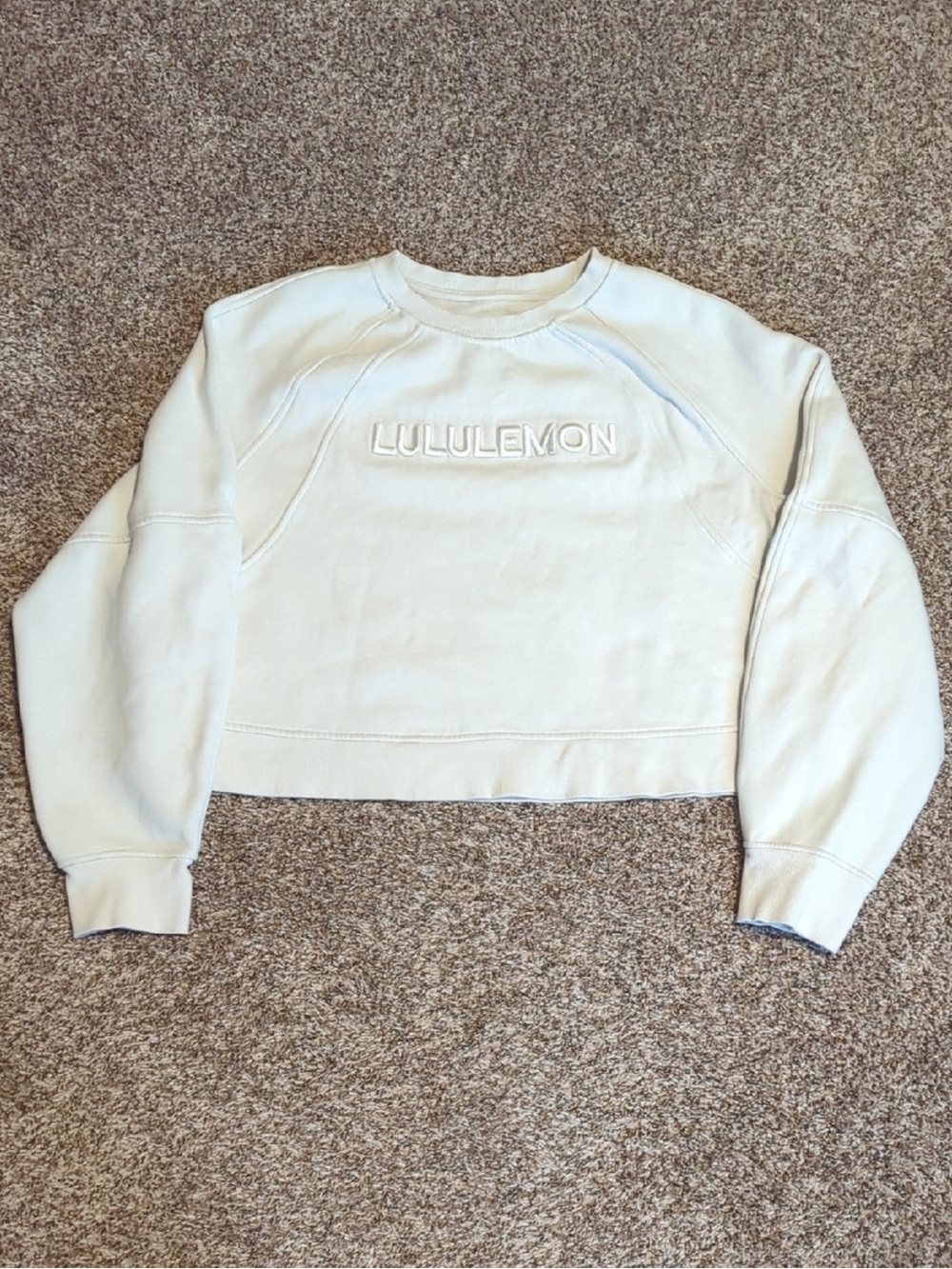 🆕 lululemon cropped Scuba Crew Sweatshirt with embossed wordmark Bone size L XL